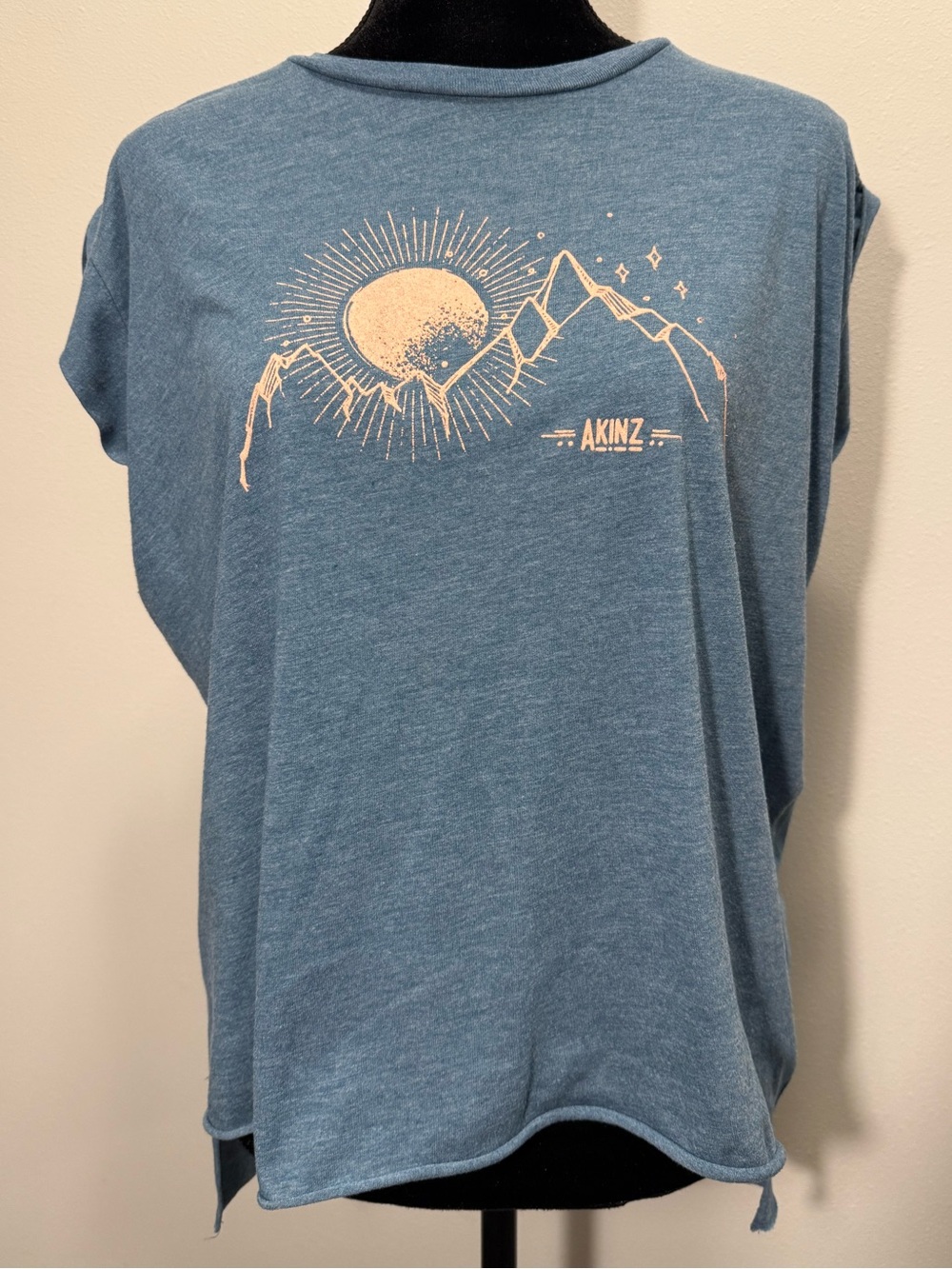 Women's Teal Mountain Sun Graphic Tee